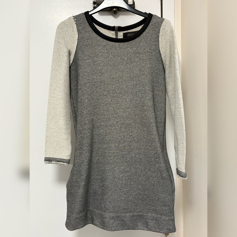 Diesel  graphite grey  Women's Tunic Top with light grey sleeves.